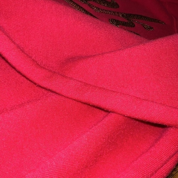 PINK by Victoria’s Secret Spellout Sequin Red Hooded Sweatshirt - Picture 6 of 12